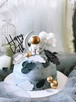 Astronaut Koogikarpides Torukübar Ruumi Universum Planeet Seeria Cake Toppers eest Kosmoses Sünnipäeva Magustoit Rekvisiidid, Pidulik Dekoratsioon