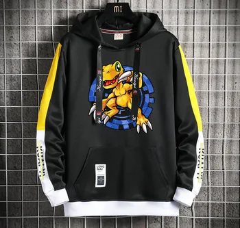anime Digimon Adventure Topp teismelised Populaarne Harajuku Hoodeds Pullover Streetwear Vabaaja Võltsitud Kaks-Tükk jope mantel