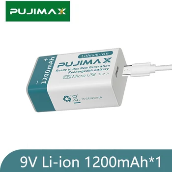PUJIMAX 1tk 9V Laetav Aku 1200mAh Li-ion Aku, USB-Aku Multimeeter Mikrofon Mänguasi remote +laadimiskaabel 0