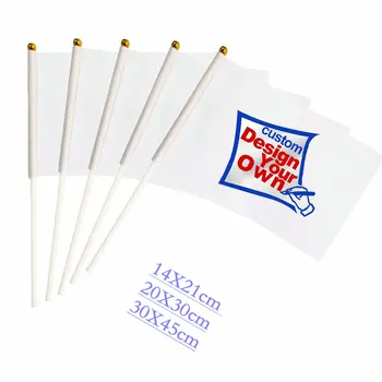 100tk Kohandatud Käsi Raputab Lipu Print Ostja Firma Logo või kujundus kohandada lipu plastikust lipuvarda