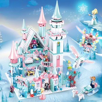1314PCS Lumi Lossi Kuninganna Printsess Elsa Maagiline Ice Castle Tellised DIY Loomine ehitusplokid Sõbrad Tüdruk Mänguasjad 0