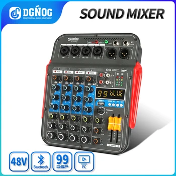 DGNOG Audio Mixer RE-4 PRO 4-kanaliga 99 DSP Efektid Professional Bluetooth ja USB Liides Pere Pooled Muusika Armastaja