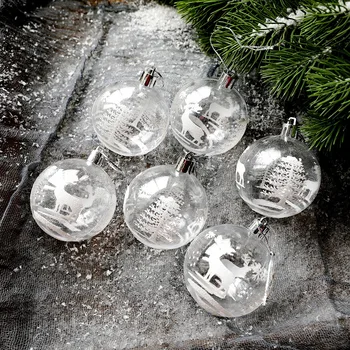 6Units 6cm Christma Pallid läbipaistvast Plastikust Jõulupuu Põder Lumehelves Baubles Ornament Noel Navidad Xmas Kaunistused Siseruumides