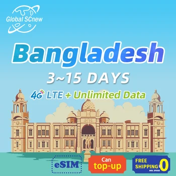 Bangladesh SIM-kaart 3~15 Päeva 4G High Speed + piiramatu andmete Ettemakstud Sim-kaardi Kambodža / Sri Lanka toetada eSim 0