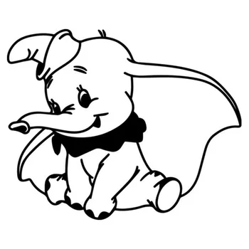15cm*12.2 cm Dumbo Elephant Mood Loomade Auto Kleebis Vinüül Decal Must/Hõbedane S3-6581