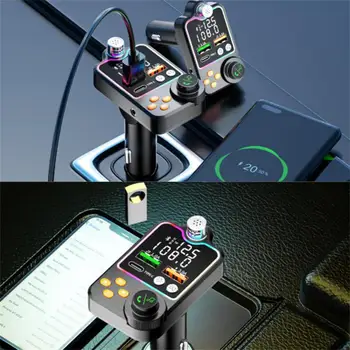 Auto Bluetooth-5.0 FM Saatja, käed-Vabad autovarustus MP3-Pleier, USB-Type-C-Telefoni Laadija Kiire Tasu Ekraan