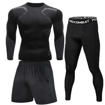 Meeste Spordi Ülikond MMA rashgard mees Kiire kuivamise Spordi-Compression Riided Fitness Training kit Termilise Aluspesu säärised 0