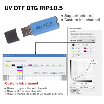 Uue versiooni DTF RIP10.5 10.3 värv eraldamine printimise tarkvara Epson UV DTF DTG originaali ja muudetud L1800 L805 printer