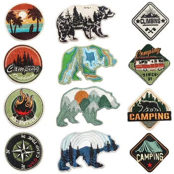 Väljas logo jope DIY Raud plaaster Keskkonnakaitse teema Tikandid maastiku pääsme jääkaru maastiku kleebis