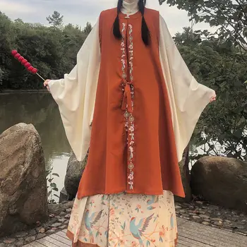 2022 hiina traditioanl ming dünastia vintage stiilis kleit naiste uusaasta tervitused kleit set tikandid pikk vest hanfu komplekt