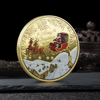 Soovides Mündi Häid Jõule Laekuva Hõbe Kullatud Suveniiride Mündi Santa Claus Muster Kogumise Kunst Mälestusmünte