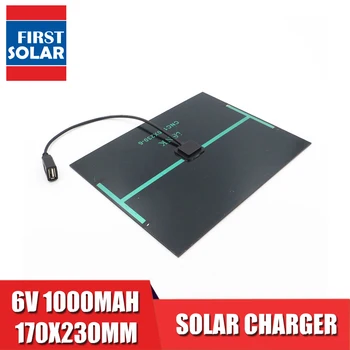 6V 1000mAh päikesepaneel Akulaadija 6Watt Polükristallilised Bluetooth kõlar Powebank digitaalkaamera 5V USB väljund 6VDC
