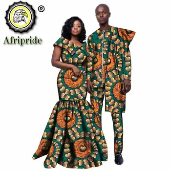 Aafrika Paar Rõivad Meeste Dashiki 2 Töö Varustus Naiste Prindi Maxi Kleit Crop Top Print Kanda AFRIPRIDE S20C005 0