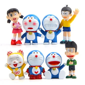 8Pcs/Set Anime Doraemon Dorami Minamoto Shizuka Cartoon Tegevuse Mänguasja numbrit 5-7CM