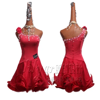 Ladina Tantsu Kleit Ladina Seelik Konkurentsi Dress Kostüümid Sooritades Kleit Tava Seelik Kohandada Täiskasvanud Lapsed Lady Vein Punane 123