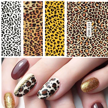 5 Lehed Vee Üleandmise Küünte Kleebised Leopard Print Kleebised Loomade Vesimärk poola Wrapid Vihjeid Nail Art Kaunistused STZ846