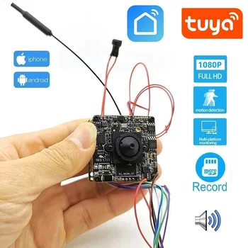 Tuya Smart 1080P WiFi IP Kaamera Moodul DIY Varjatud Video Kaameraga Wireless Mini Pinhole Turvalisus 2-Way Audio Järelevalve TF Kaardi