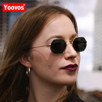 Yoovos Kuusnurk Sunglasse Naiste 2021 Metallist Vintage Brändi Disainer Päikeseprillid Meestele Rimless Selge Ookeani Läätsed, Päikeseprillid