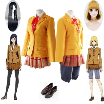 Anime Vangla Kooli Kurihara Mari Midorikawa Hana Cosplay Kostüüm Koolivormid Pruun Jope Mantel Üles Cosplay Parukas Sobib Kingad