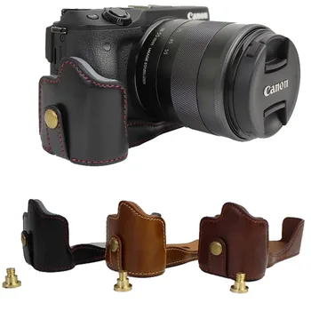 Uus PU Nahast kaamerakott Kott Canon EOS M3 EOSM3 Katavad Poole Juhul Musta Kohvi Pruun keha Alt