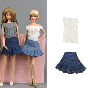 Fashion Doll Riided Riided Tops Kampsun ja Teksad, Seelik Barbie Riided Kleit Nukud 0