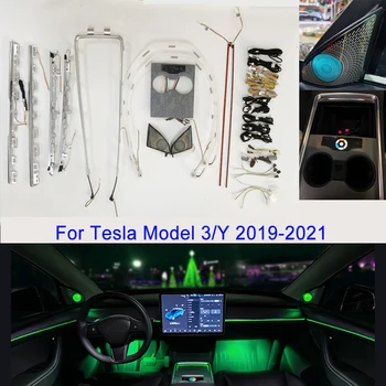 Lasergraveerimine Kaunistada Muu Lambi Touch Control Ümbritseva Valguse Eest Tesla Mudel 3 Mudel Y 2019 -2021 Center Samba Sarv Kate