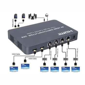 4K 2x6 HDMI Lüliti Splitter 1080P Audio-Video Converter 4 RJ45 Ethernet CAT6 Kaabli Pikendamine 100M Extender sülearvutist TV Monitor 0