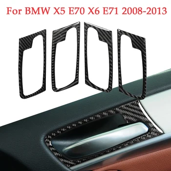 BMW X5 E70 X6 E71 2008-2013 süsinikkiust Sisemine Ukse Käepide Raami Sisekujundus Kleebised Interjööri Kaunistamise Tarvikud
