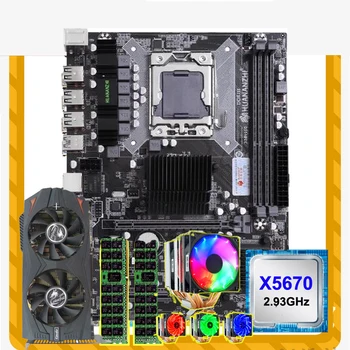 HUANANZHI Emaplaadi Bundle X58 LGA1366 Emaplaat koos PROTSESSORI Xeon X5670 2.93 GHz koos Cooler RAM 2*8G RECC GTX760 2G videokaart