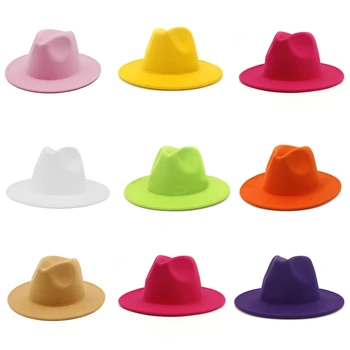 meeste fedora unisex värviga fedora müts naiste 21-värv lai nokk jazz mütsi sügis-talv Briti retro Panama müts
