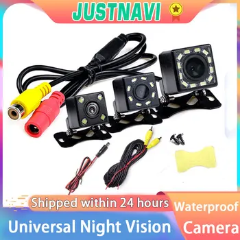 JUSTNAVI lainurk HD-Auto Rearview Kaamera Video Sõiduki Veekindel 4 8 12 LED Night Vision Parkimine Kaamera Reverse Backup Kaamera