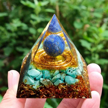 Käsitöö Orgonite Püramiid Obsidian Kristall Kera, Energia Vask Ringi Orgone Aku Kaitse Meditatsiooni Vahend