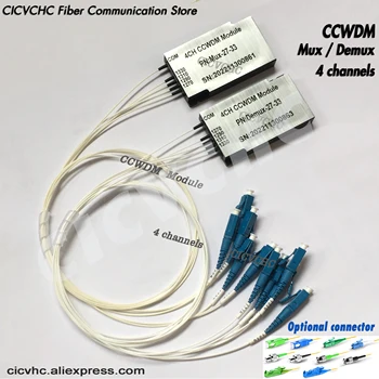 CCWDM moodul 4 Kanalit Tasuta-ruumi Kompaktne CWDM Mux+Demux koos LC, SC, FC, ST, E2000-liides