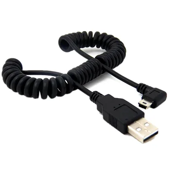 USB 2.0 mees Mini USB Parem nurk 90 kraadi Paindlik Kevadel Pakiruumi Laadimise data Kaabel Auto navigatsiooni GPS, MP3/MP4
