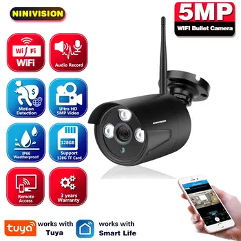Tuya Smart Elu WiFi IP Kaamera 5MP HD Wireless Security Väljas Kaamera Infrapuna Öise Nägemise Audio liikumistuvastus 128GB TF Ca