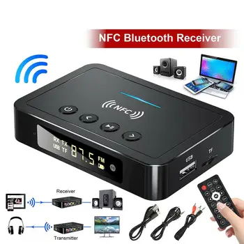 NFC Juhtmevaba Saatja-Vastuvõtja Sõidukite Bluetooth-ühilduva 5.0 Adapter M6 FM-3-in-1 Audio Adapter Koos LCD Ekraan