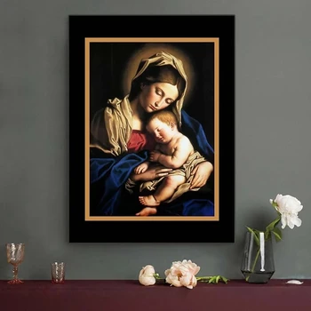 Neitsi Maarja, Hoides Jeesus Lõuendile Maali Katoliku Ikoon, Plakatid, Prindid Ema Lapse Seina Art Pilt elutuba Home Decor