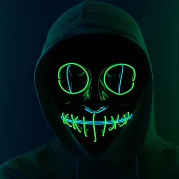 Uus Helendav Neoon EL Traat Pool Halloween Mask Cosplay Vilkuv Madu Silma Õudus Mask Säravaks Hirmutav Pool Maskeraad