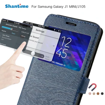 Pu Nahast Telefoni Puhul Samsungi Galaxy J1 MINI Flip Case For Samsung Galaxy J105 Aknas Raamat Juhul Tpü Silikoon tagakaas