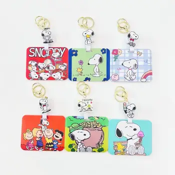 Snoopy Cartoon Õpilased Horisontaalne Versioon Bussi-ja Mälukaardi Kaardi Kate Kawaii Anime Võtmehoidja Kott Ripatsid Tüdrukud