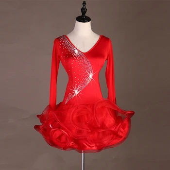 lapsed laps samba ladina tantsu kleit naiste latino kleit konkurentsi kleit punane ladina kleit Lq132