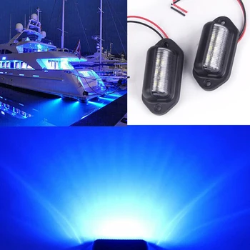 2tk Sinine LED-numbrimärk Ukse Viisakalt Valgus, IP65 Veekindel Korrus Ahtri Ahtripeegel Lamp Mootorratas, Paat, Auto, Veoauto 12V-24V