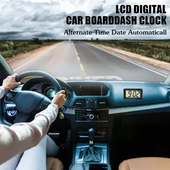 Auto Armatuurlaua Digitaalne Kell - Sõiduki Liim Kella Jumbo LCD Aeg ja Päev Display - Mini Auto Stick Kohta Vaata M3T6
