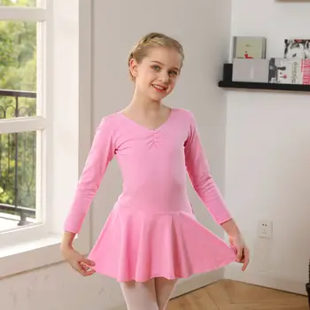 Lapsed Tüdrukud Puuvill Võimlemine Leotard Seelik Ballett Kleit Lapsed Pikk Varrukas Tants Tutu Dancewear Ballerina Riided Tüdrukutele