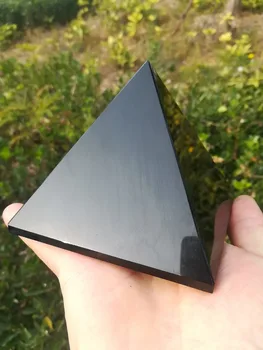 4-10cm Must Obsidian Tervendav Püramiid Looduslik Mineraalvesi Triangled Crystal Punkti hulgimüük
