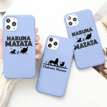 Hakuna Matata Lion King Telefon Case for iPhone 13 12 mini 11 Pro Max X-XR, XS 8 7 6s Pluss Kommid lilla Silikoonist kate
