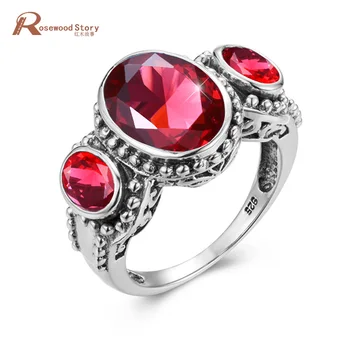 Punane Ruby Ring Hõbe Naiste abielusõrmus Kuld 14k Ovaalne Vääriskivide Disainer Ehted Piik Seade Graveerida Yuzuk Markdown müük