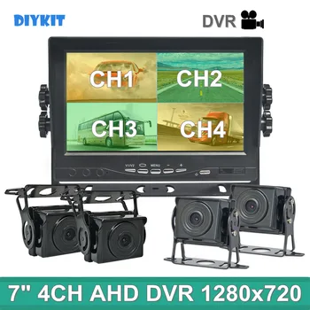 DIYKIT 7inch AHD 4 Split QUAD Auto HD Monitor 2000000 Pikslit AHD tahavaate Auto Kaamera Veekindel SD Kaart, Video Salvestus