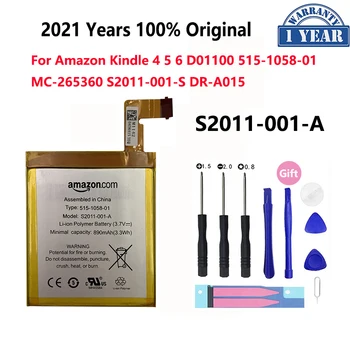 100% Originaal 890mAh Aku For Amazon Kindle 4 5 6 D01100 515-1058-01 MC-265360 S2011-001-S DR-A015 Asendamine Telefoni Bateria
