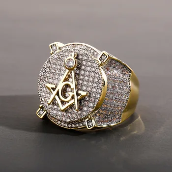 Uus Trendikas AG Freemason Ringi Meeste Ringi Bohemian Kristall Inkrusteeritud Ringi Austria Rhinestone Metallist Rõngas Aksessuaar Pool Ehted